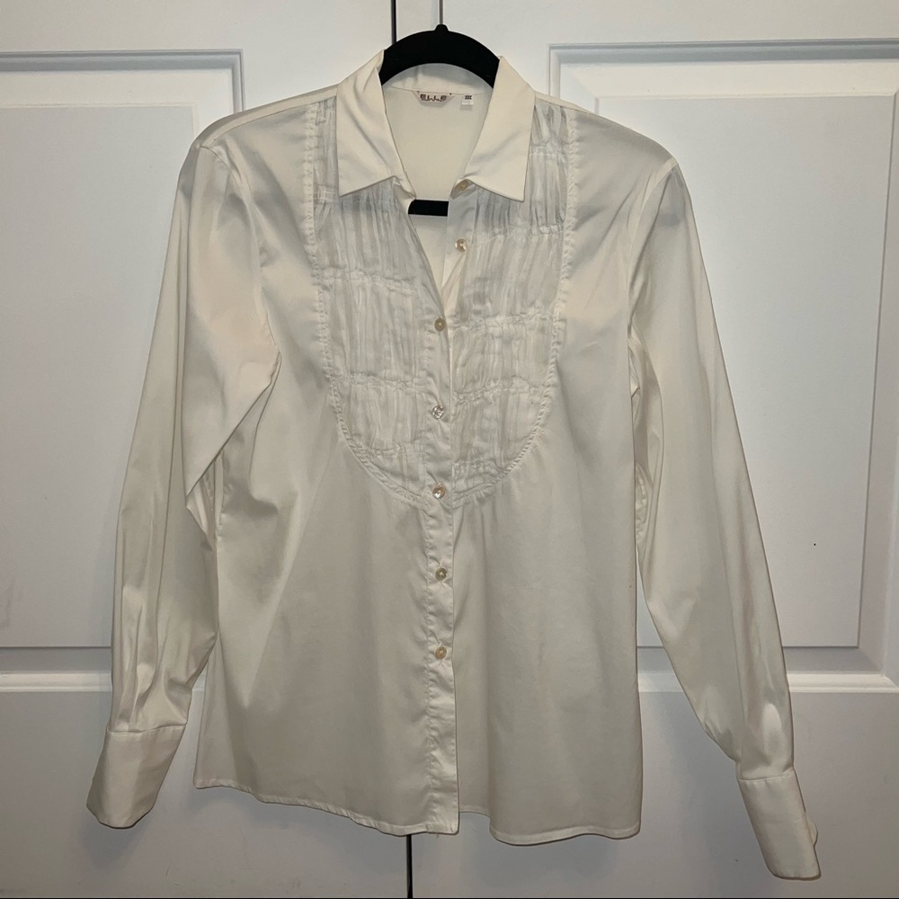 Elle White Button Down Top